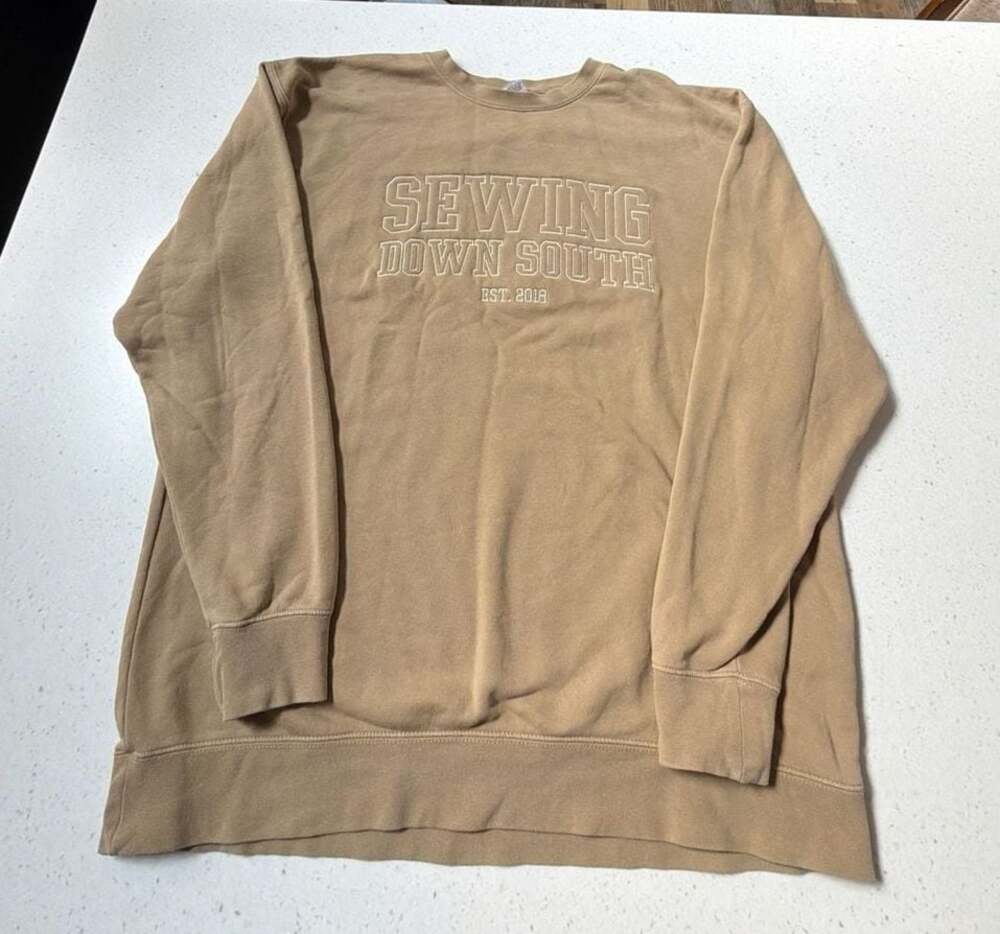 Sewing Down South Logo Crewneck Sweatshirt Tan XL
